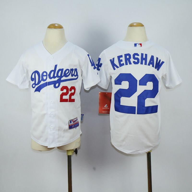 Youth Los Angeles Dodgers #22 Kershaw White MLB Jerseys->youth mlb jersey->Youth Jersey